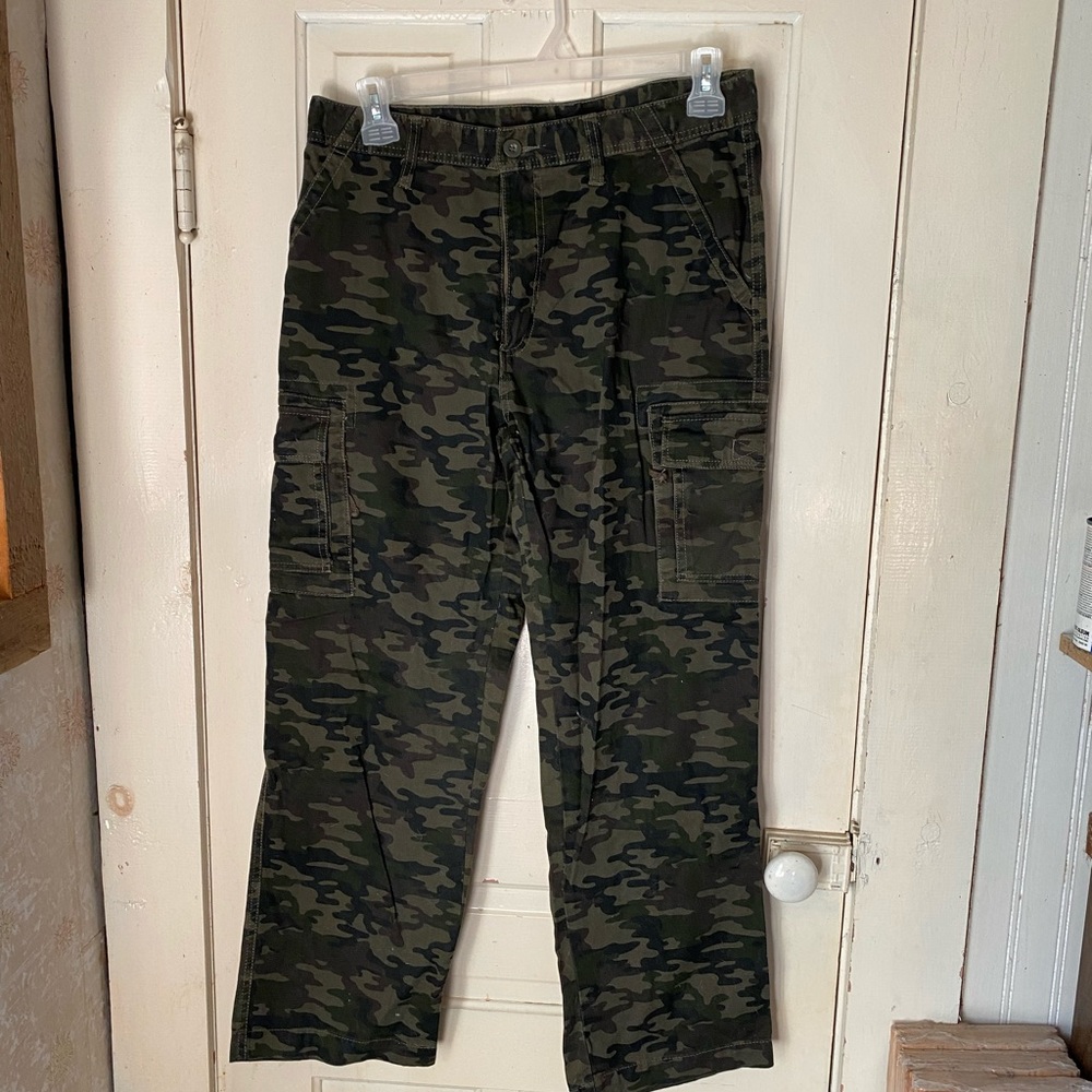 Camo boot cut cargo pants